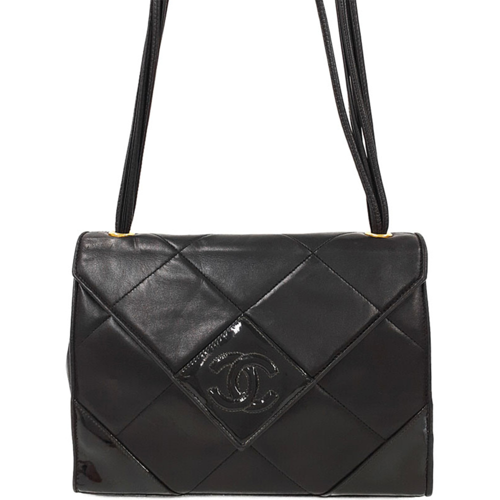 Chanel Matelasse Shoulder Bag Leather Black